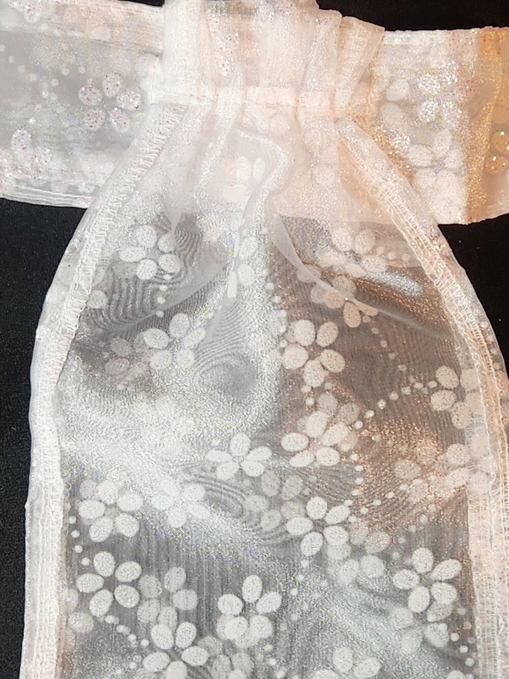 STOCK TIE for Equestrians Pre-Tied WHITE Floral Organza New  by ORNAMENTS